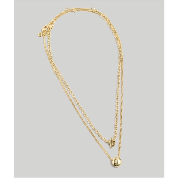 NEW MADEWELL Two-Pack Toggle Necklace Set Pale Gold minimal gift - Picture 2 of 8